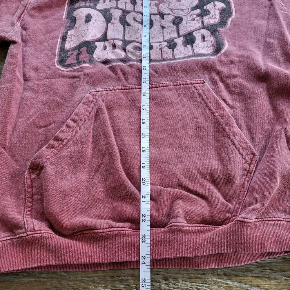 Disney World Mickey Mouse Hoodie Small Maroon Faded Vintage Graphic Sweatshirt